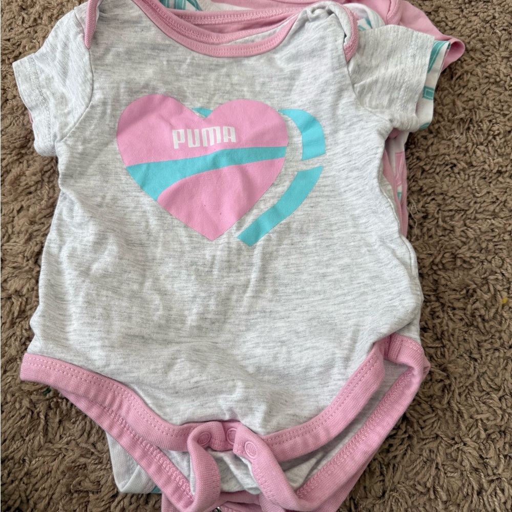 Puma Infant Onesie Set - Pink and Light Gray